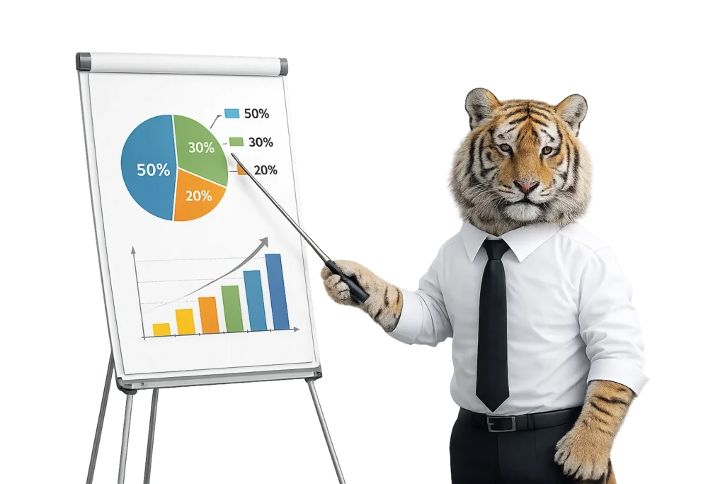 Tiger makes presentation.